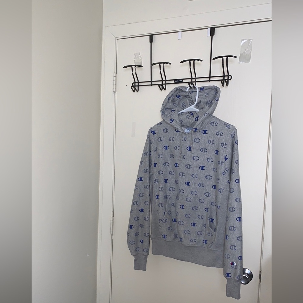 Champion Reverse Weave Sweatshirt Men's Small Gray Jacket All Over Print Hoodie